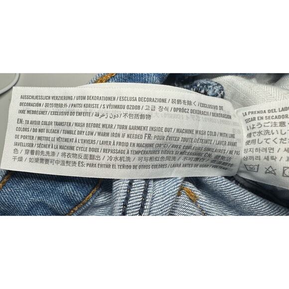 Abercrombie & Fitch High Rise Mom Jeans Light Wash Distressed Ripped Size 33/16 - Picture 9 of 10